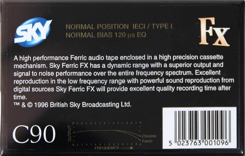 Compact Cassette Sky FX 90 Type I Normal 1996 UK