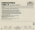 Compact Cassette Memorex HBS II 90 Type II Chrome 1989 North America