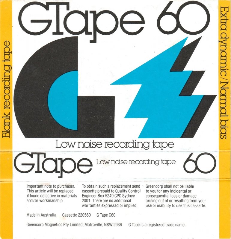 Compact Cassette G-Tape 60 Type I Normal 1979 Australia