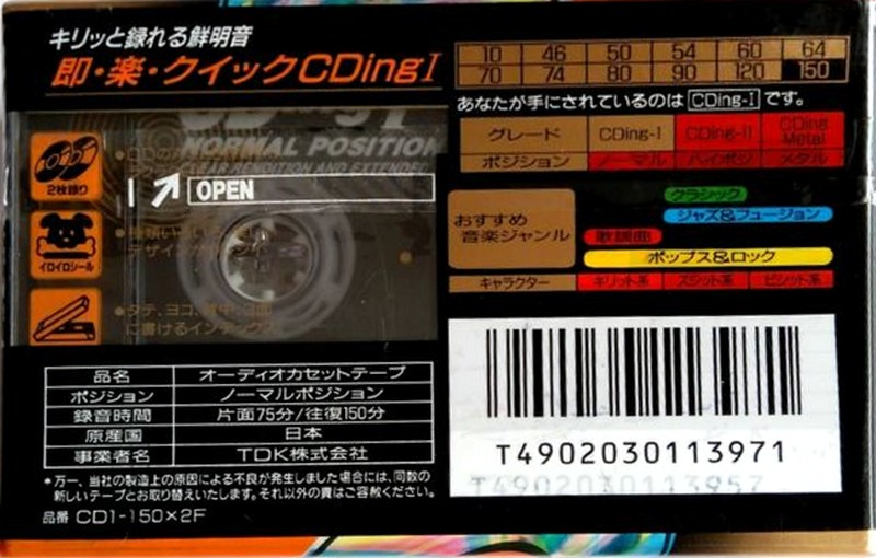 2 pack TDK CDing 1 150 "CD1-150x2F" Type I Normal 1994 Japan