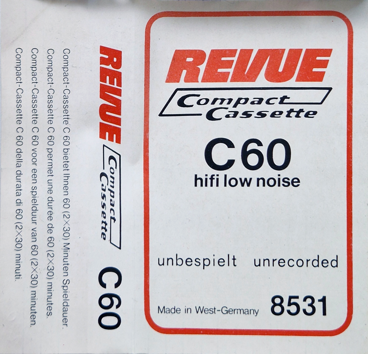 Compact Cassette Revue 60 Type I Normal 1977 Europe