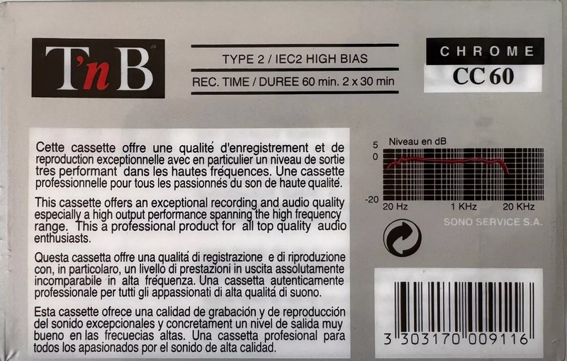Compact Cassette TnB CC 60 Type II Chrome 1990 Europe