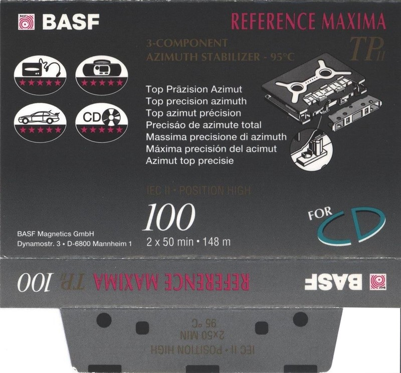 Compact Cassette BASF TP II Reference Maxima 100 Type II Chrome 1993 Europe