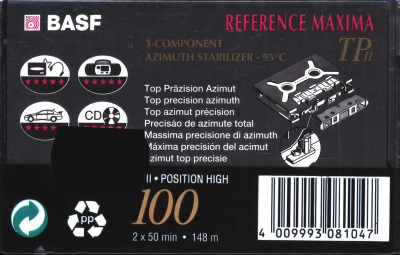 Compact Cassette BASF TP II Reference Maxima 100 Type II Chrome 1993 Europe