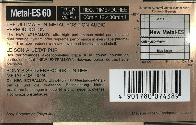 Compact Cassette: Sony  - Metal-ES 60