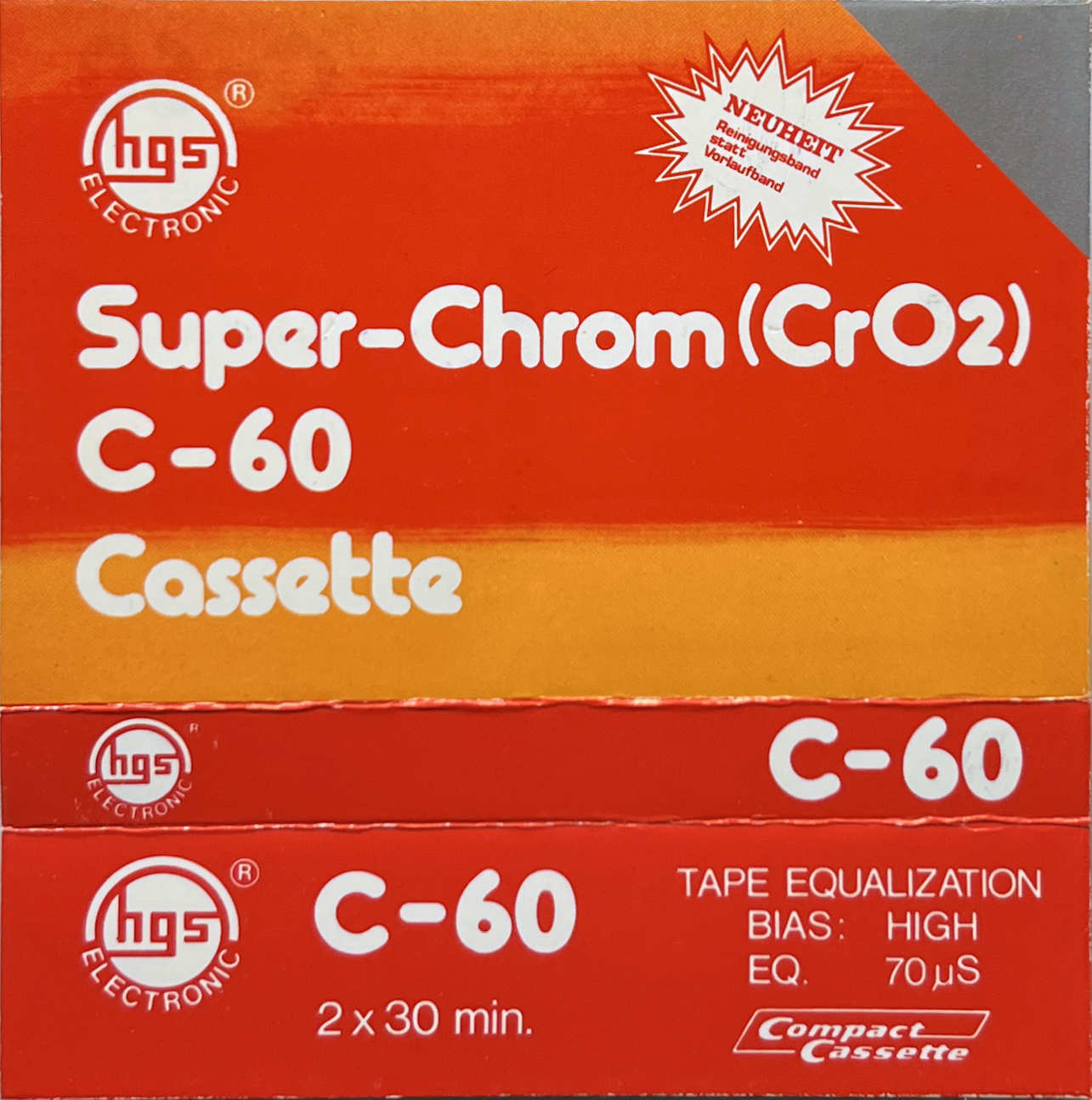 Compact Cassette HGS Electronic 90 Type II Chrome 1977 Europe