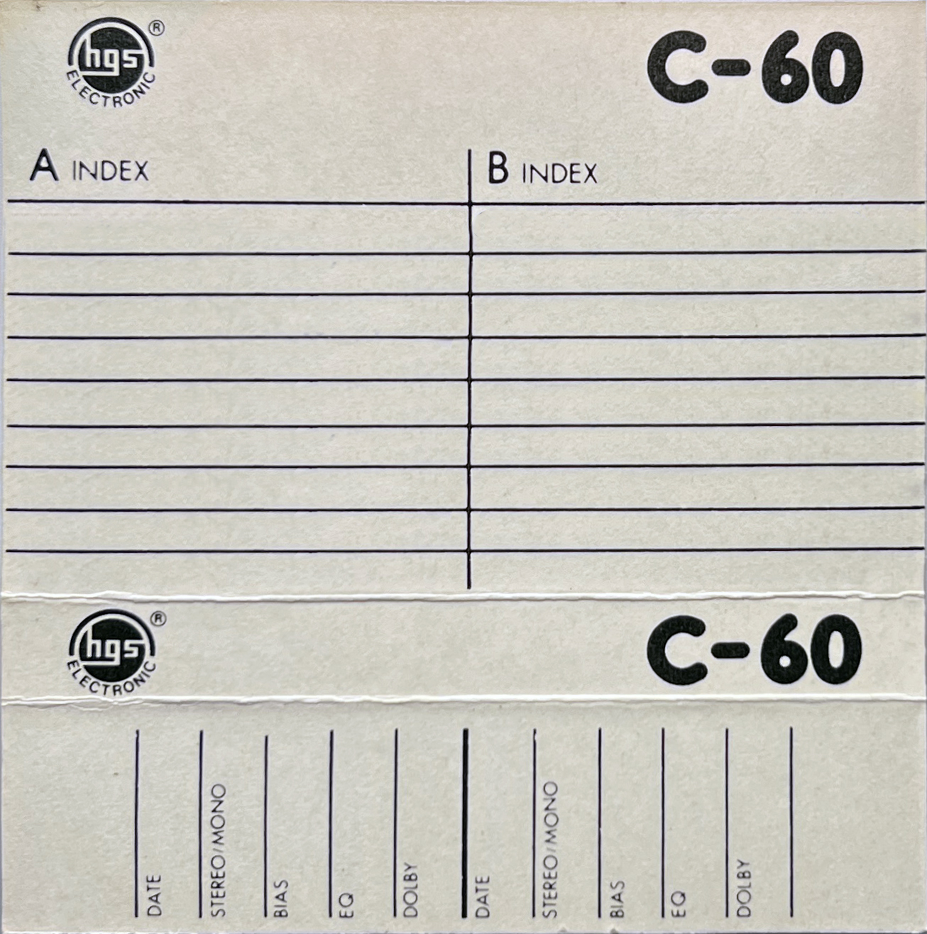Compact Cassette HGS Electronic 90 Type II Chrome 1977 Europe