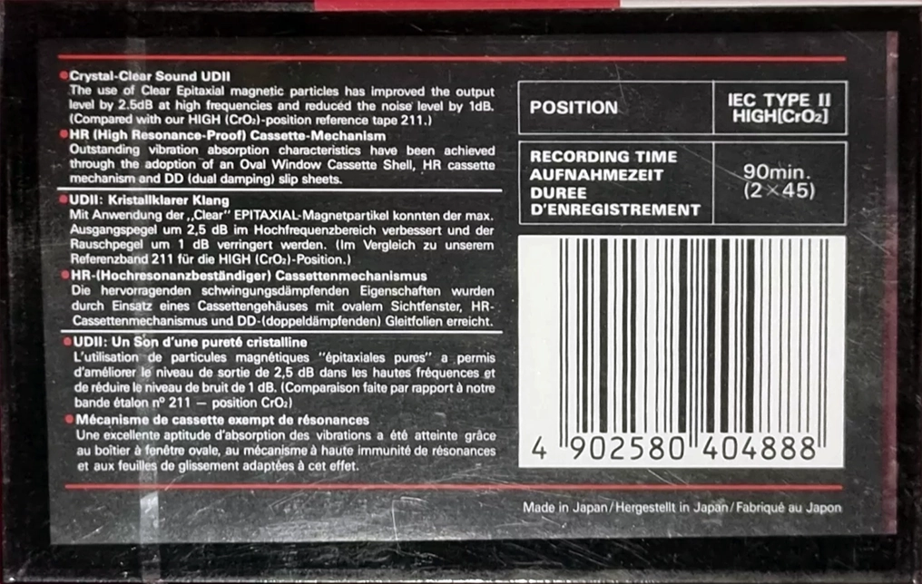 Compact Cassette Maxell UDII / UD2 90 Type II Chrome 1988 Europe