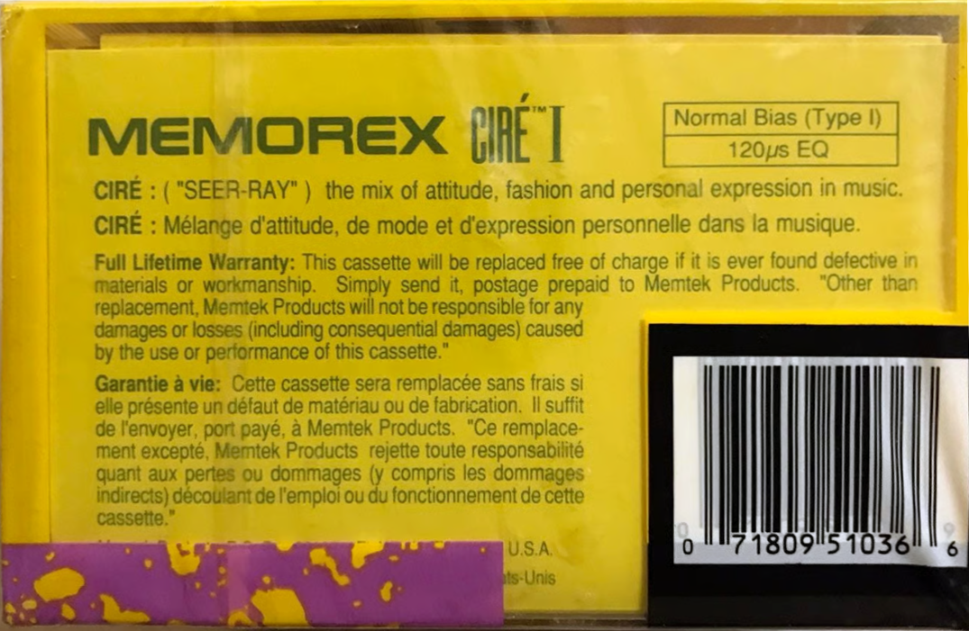 3 pack Memorex Cire 100 Type I Normal 1991 North America