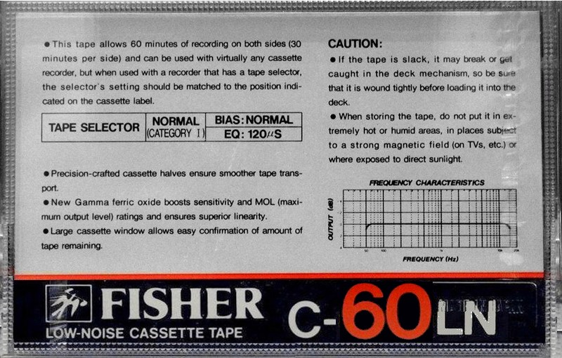 Compact Cassette Fisher LN 60 Type I Normal 1982 USA