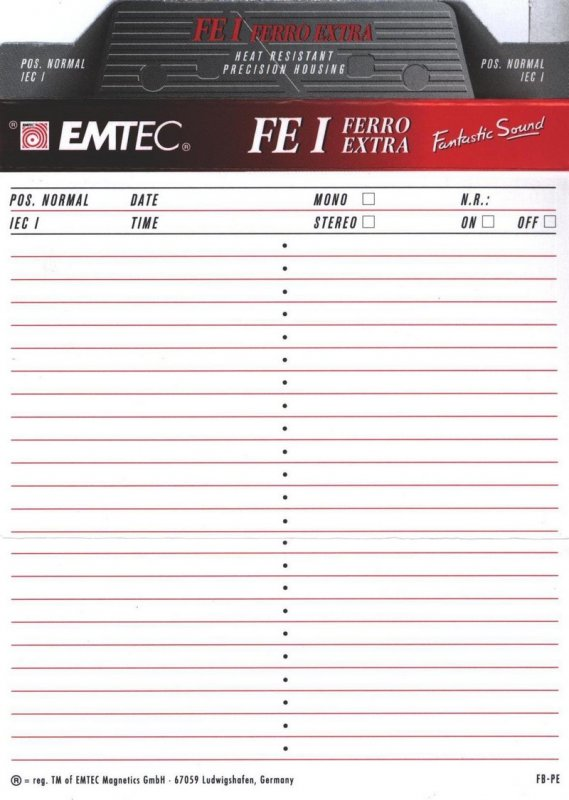 Compact Cassette: Unknown Emtec - FE I 60