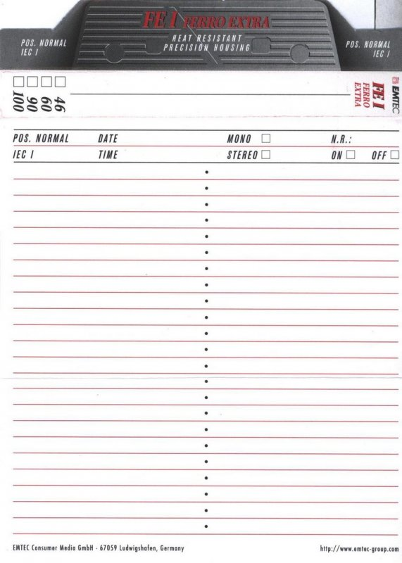 Compact Cassette: Unknown Emtec - FE I 60
