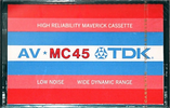 Compact Cassette TDK AV 45 "AV-MC Maverick" Type I Normal 1973 USA