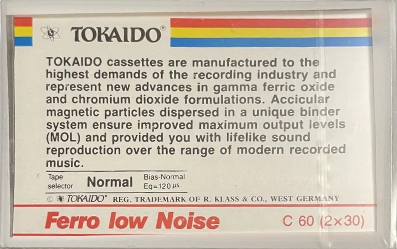 Compact Cassette Tokaido Ferro Low Noise 60 Type I Normal 1990 Europe