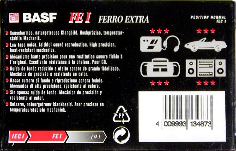 Compact Cassette BASF FE I Ferro Extra 60 Type I Normal 1995 Europe