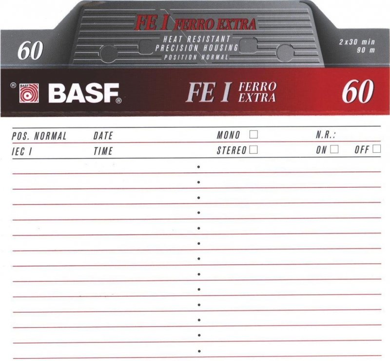 Compact Cassette BASF FE I Ferro Extra 60 Type I Normal 1995 Europe