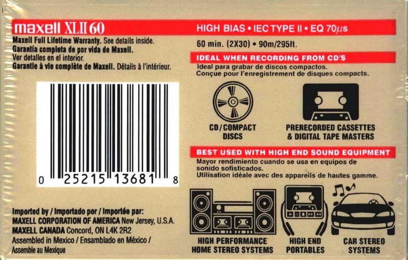 Compact Cassette: Maxell / Hitachi Maxell - XLII 60