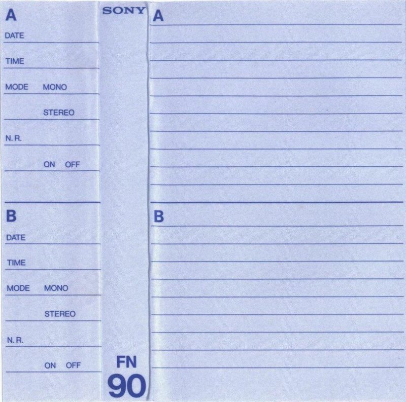 Compact Cassette Sony FN 90 Type I Normal 1985 North America