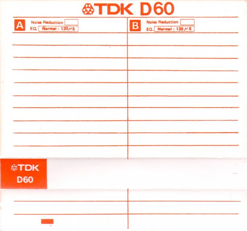 Compact Cassette TDK D 60 Type I Normal 1985 USA