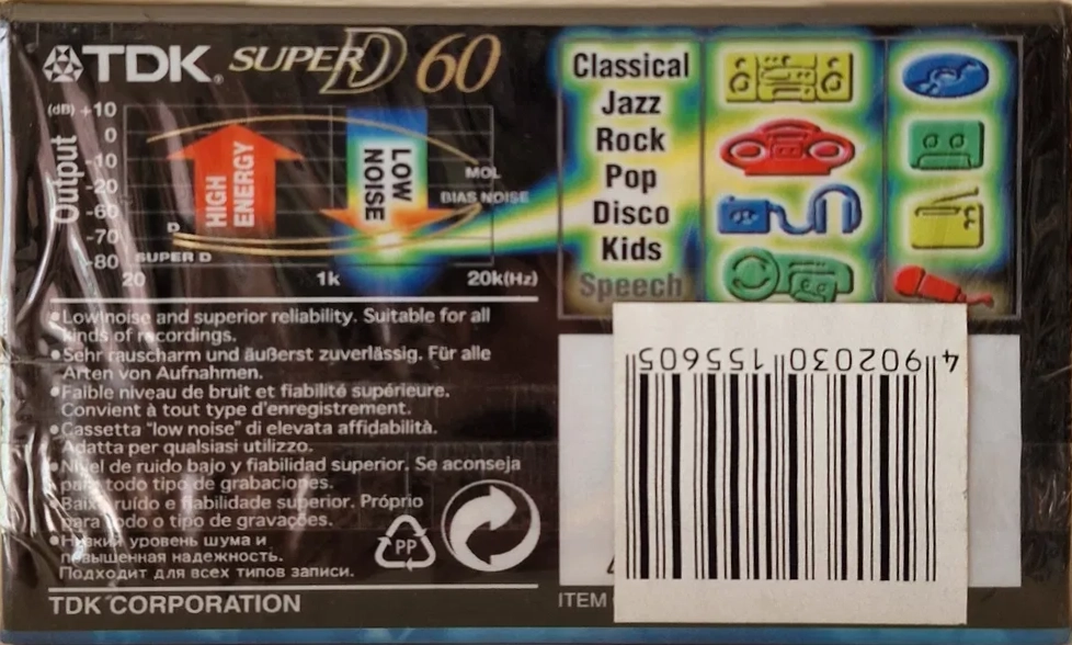 3 pack TDK Super D 60 Type II Chrome 1997 Worldwide