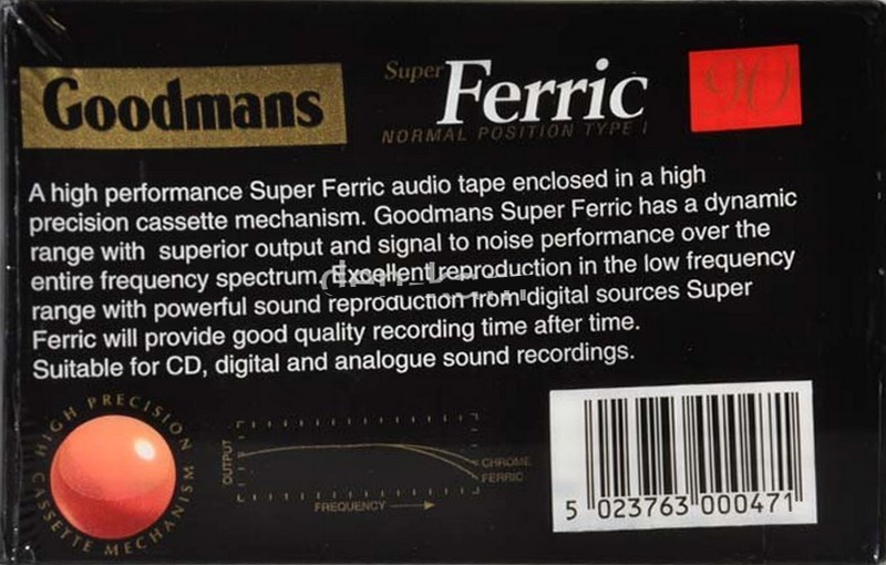 Compact Cassette Goodmans 90 Type I Normal 1993 UK