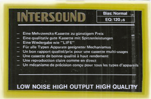 Compact Cassette Intersound 60 Type I Normal Europe