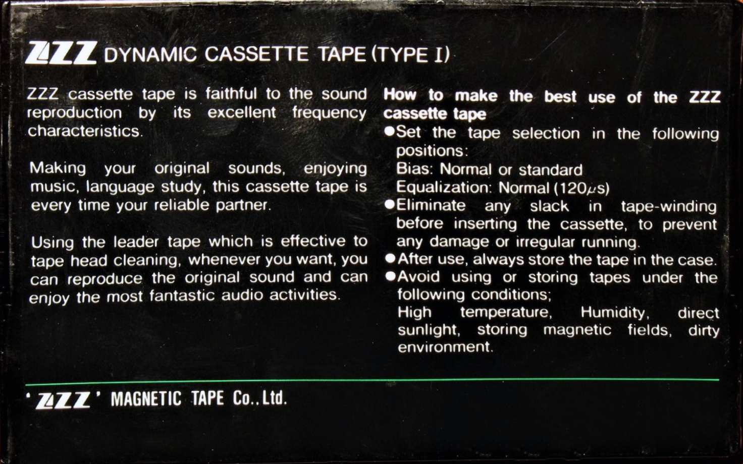 Compact Cassette ZZZ ZD 90 Type I Normal 1987 Worldwide