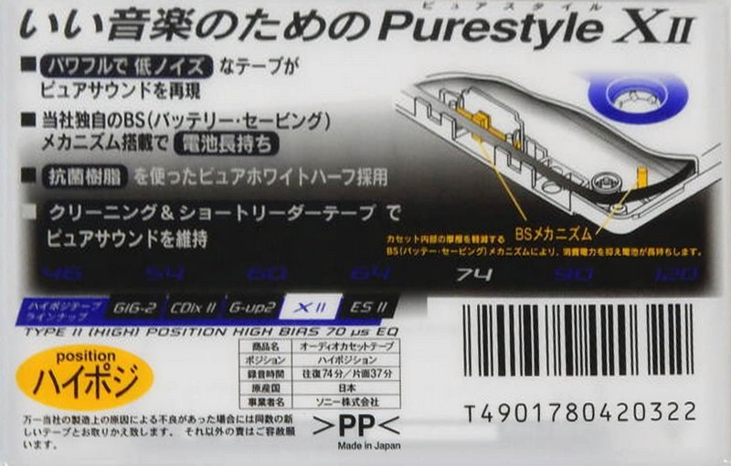 Compact Cassette: Sony  - Purestyle 74