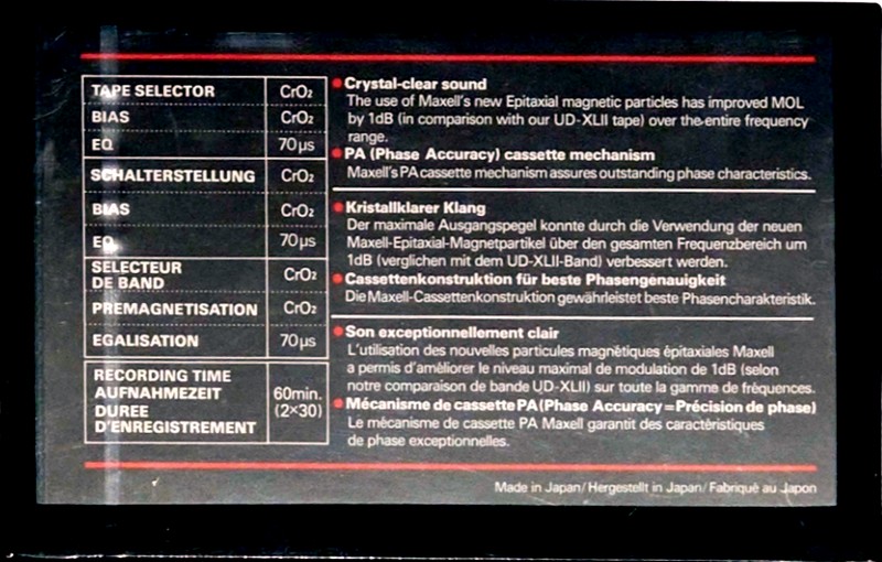 Compact Cassette Maxell XLII 60 Type II Chrome 1982 Europe
