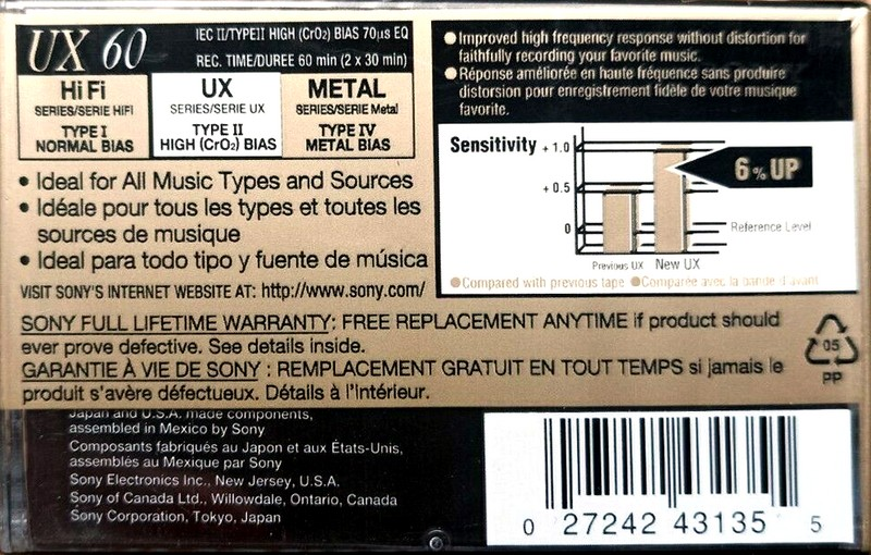 Compact Cassette: Sony  - UX 60