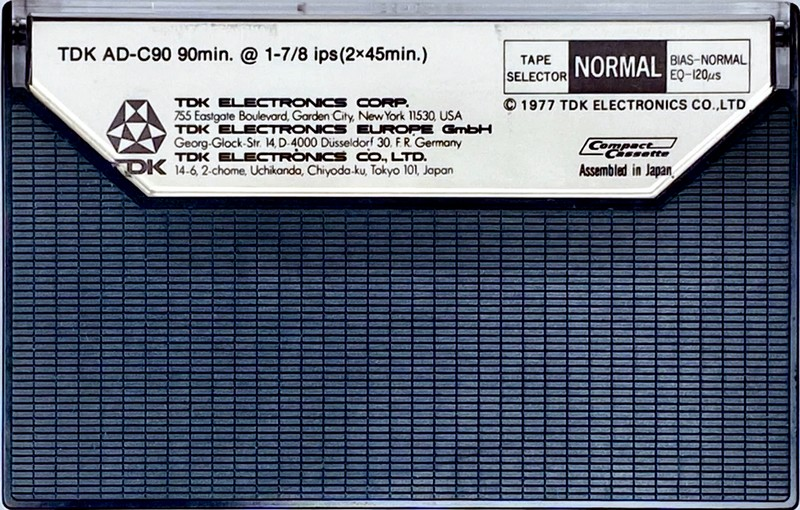 Compact Cassette TDK Audua 90 Type I Normal 1977 Europe, USA
