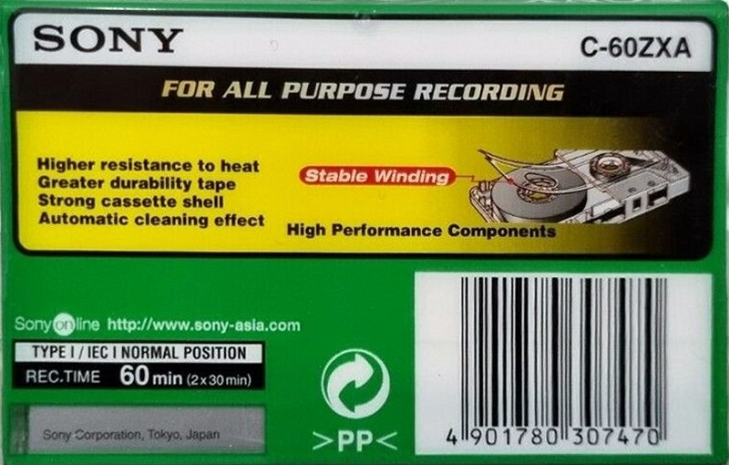 Compact Cassette Sony ZX 60 "C-60ZXA" Type I Normal 1999 Europe