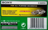 Compact Cassette Sony ZX 60 "C-60ZXA" Type I Normal 1999 Europe