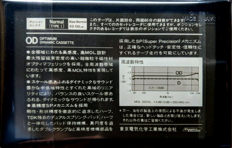 Compact Cassette TDK OD 60 Type I Normal 1982 Japan