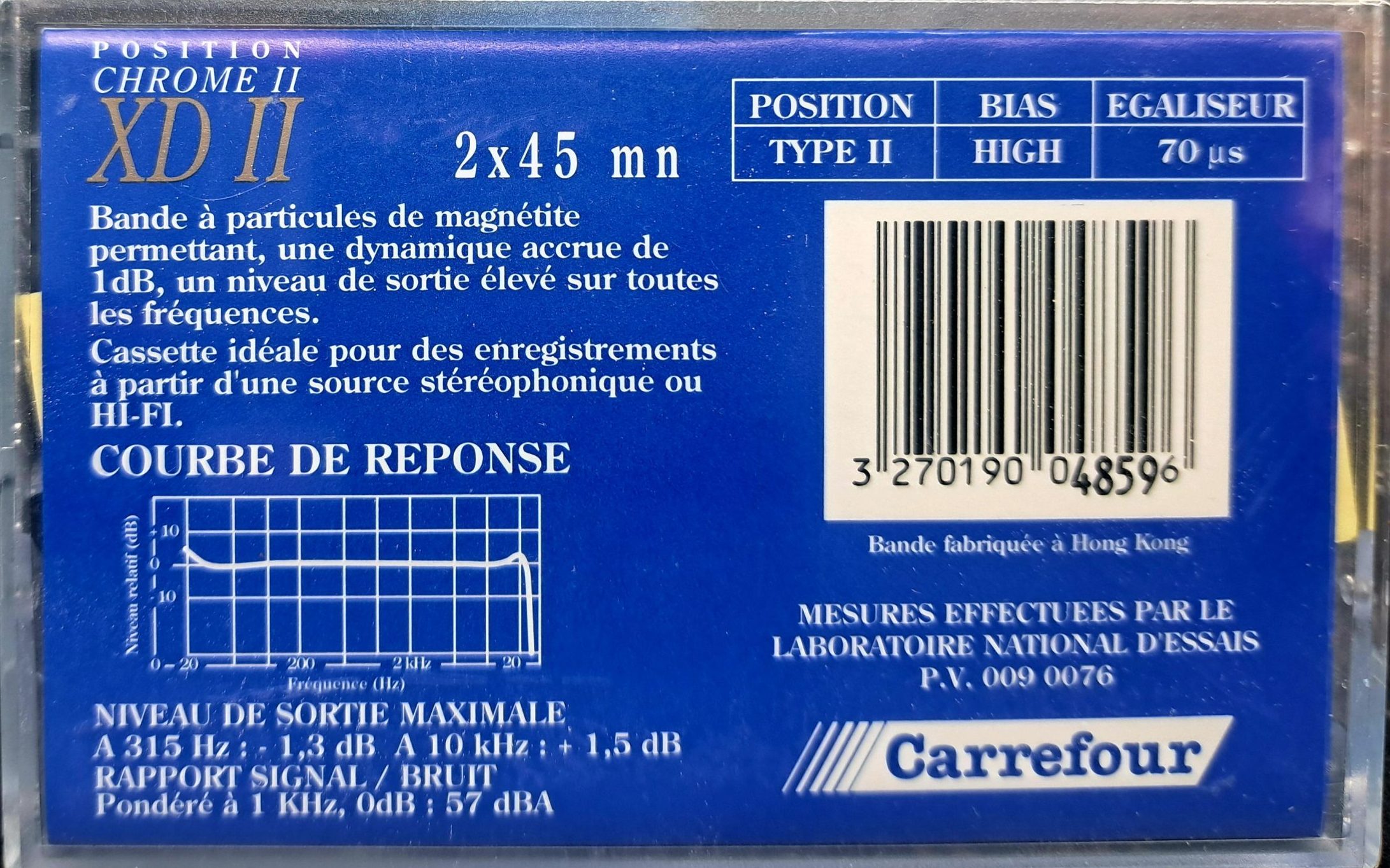 Compact Cassette Carrefour XD-II 90 Type II Chrome France