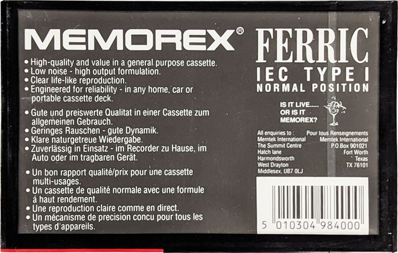 Compact Cassette Memorex dBS+ 100 Type I Normal 1991 Europe