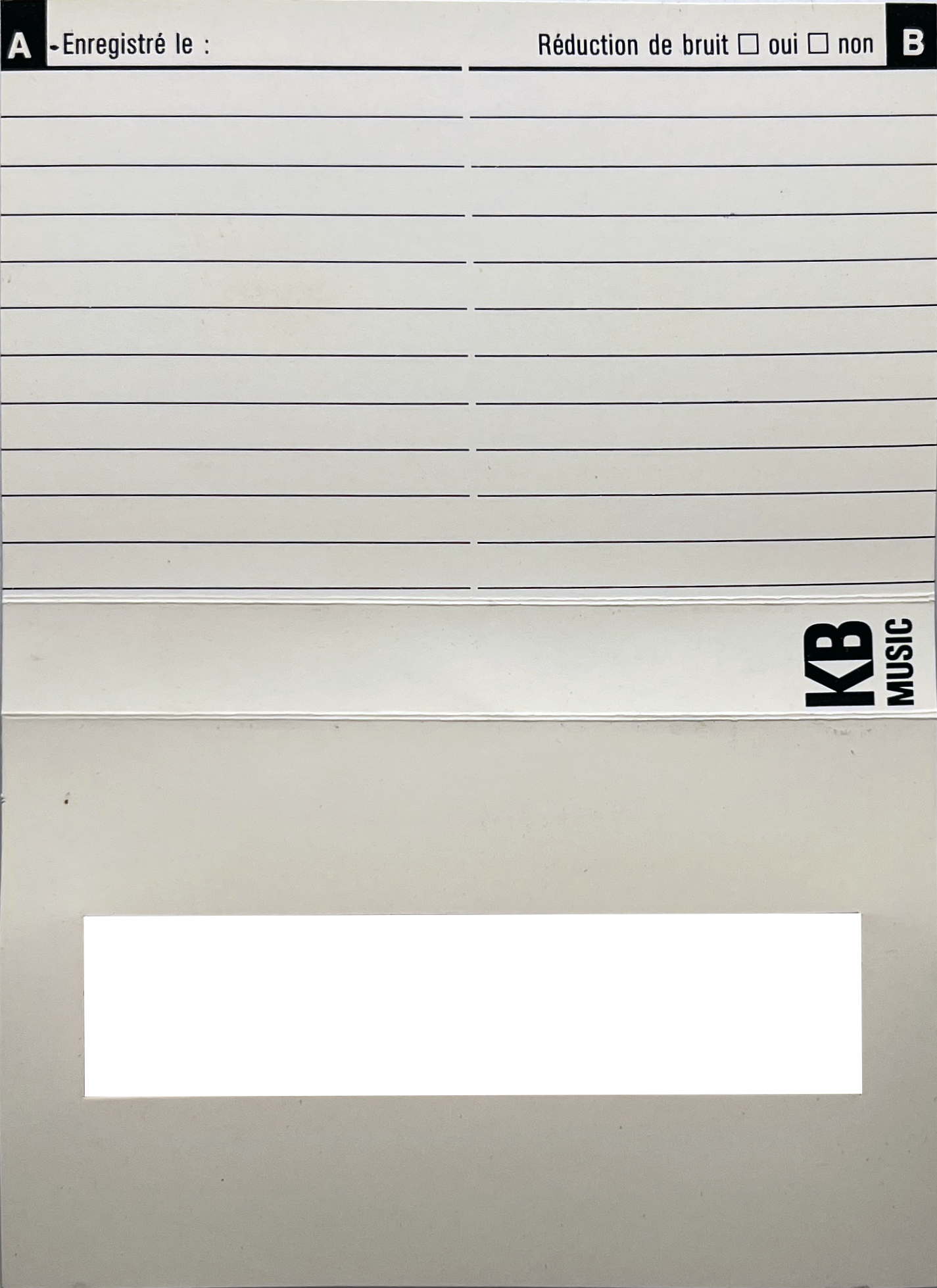 Compact Cassette KB Music HF 60 Type I Normal 1987 France