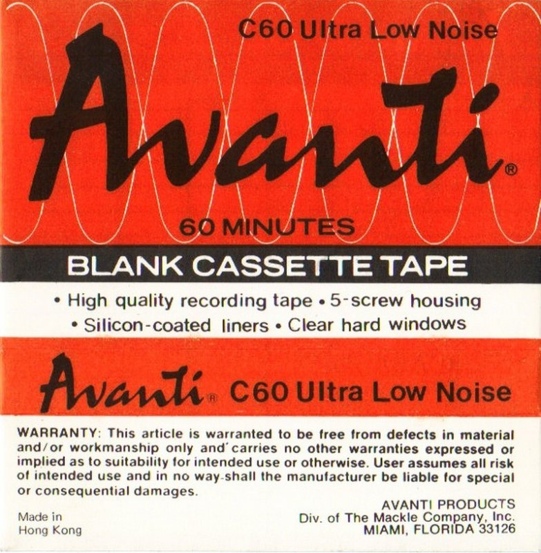 Compact Cassette Avanti 60 Type I Normal 1990 Hong Kong