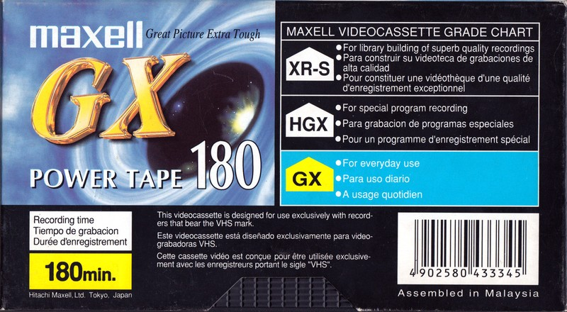 VHS, Video Home System: Maxell / Hitachi Maxell - GX 180