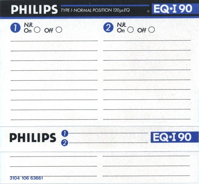 Compact Cassette Philips EQ-I 90 Type I Normal 1987 Europe