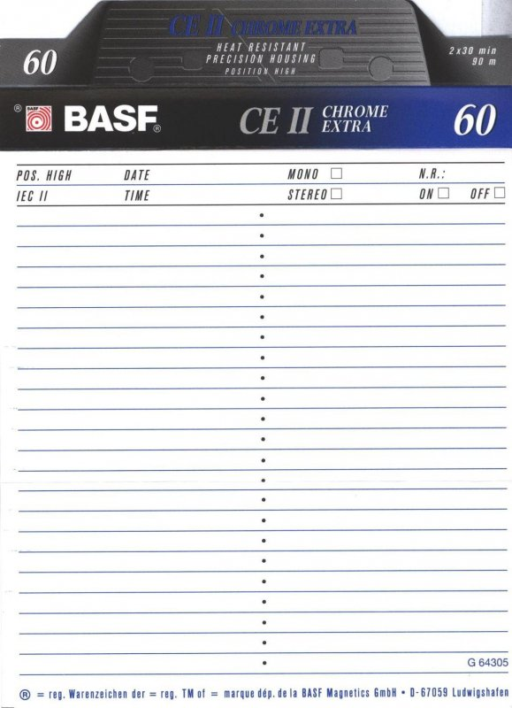 Compact Cassette: BASF  - CE II 60