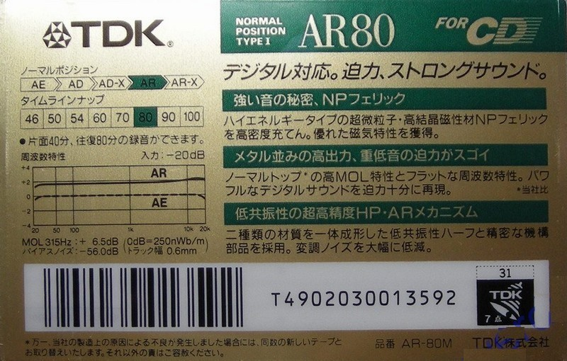 Compact Cassette: TDK  - AR 80