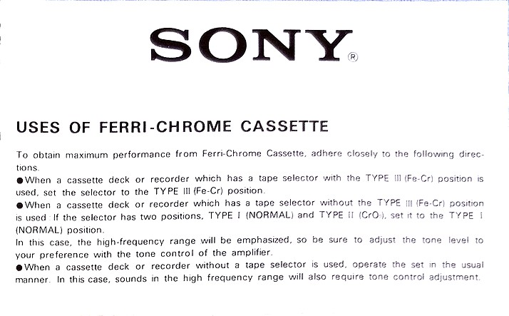 Compact Cassette: Sony  - FeCr 46