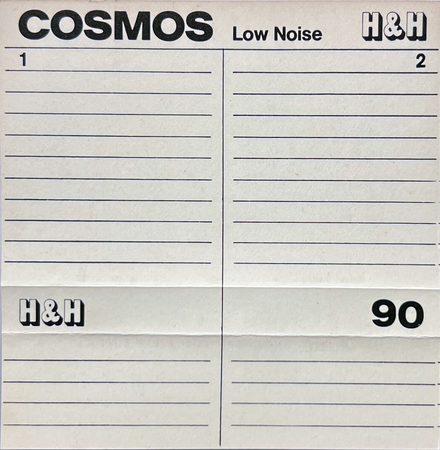 Compact Cassette H&H Cosmos 90 Type I Normal 1977 Germany