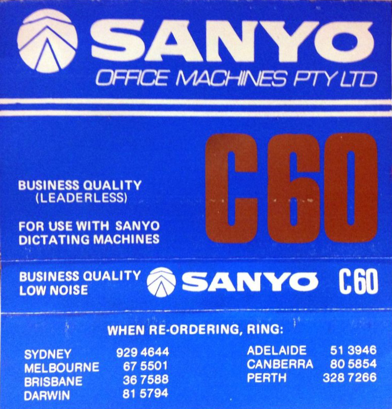 Compact Cassette Sanyo 60 Dictating Cassette Australia