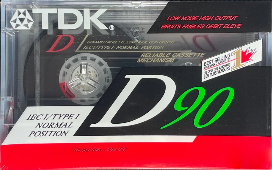 Compact Cassette TDK D 90 Type I Normal 1990 Canada