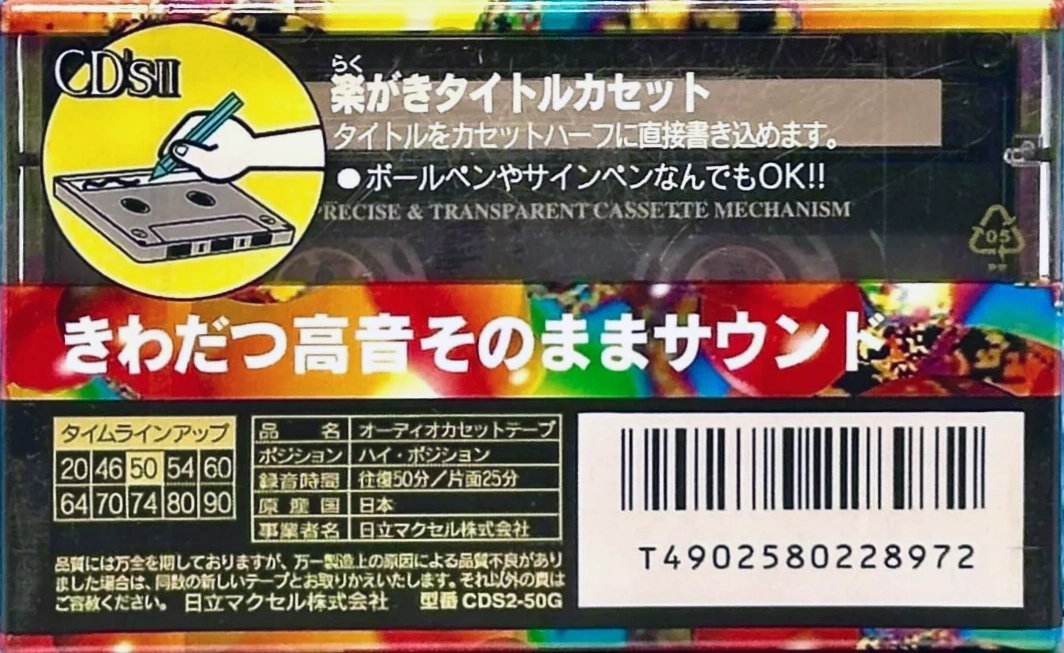 Compact Cassette Maxell CD`s II / CD`s 2 50 "CDS2-50G" Type II Chrome 1994 Japan