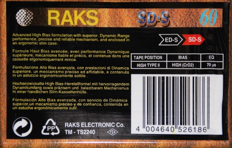 Compact Cassette: RAKS  - ED-S 60