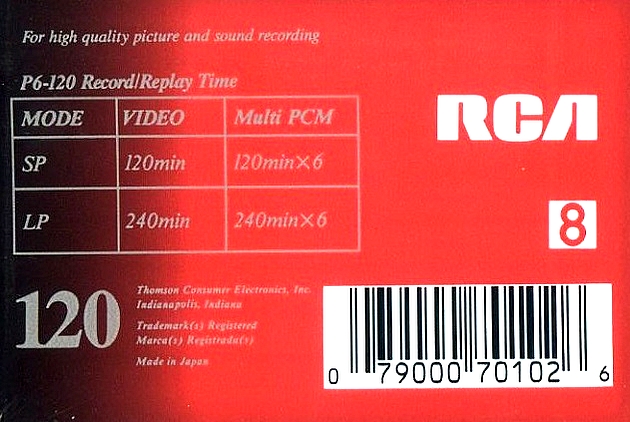 Video8, Hi8, Digital8 RCA 120 "MP" Type IV Metal 1990 USA