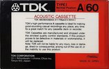 Compact Cassette TDK A 60 Type I Normal 1986 USA